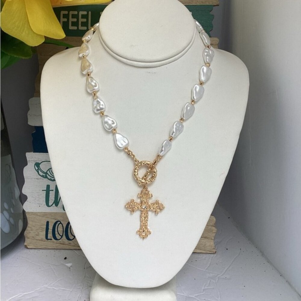 BEADED CROSS NECKLACE
